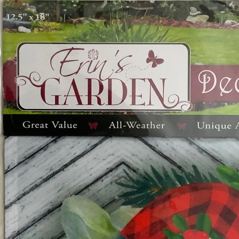Winter Wreath Garden Flag Buffalo Check Christmas All Weather 12.5 in X 18 in - Picture 6 of 13